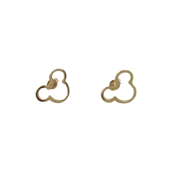 14K Yellow Gold Mickey Mouse Silhouette Stud Earrings #17745